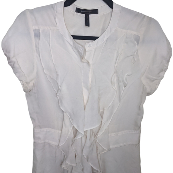 BCBGMaxAzria Cream Ruffle Button-Down Dress S 🤍✨ - Picture 7 of 16